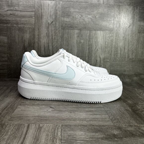 Nike Court Vision Alta Women's size 10.5 White Light Blue Platform Shoes - Picture 1 of 8